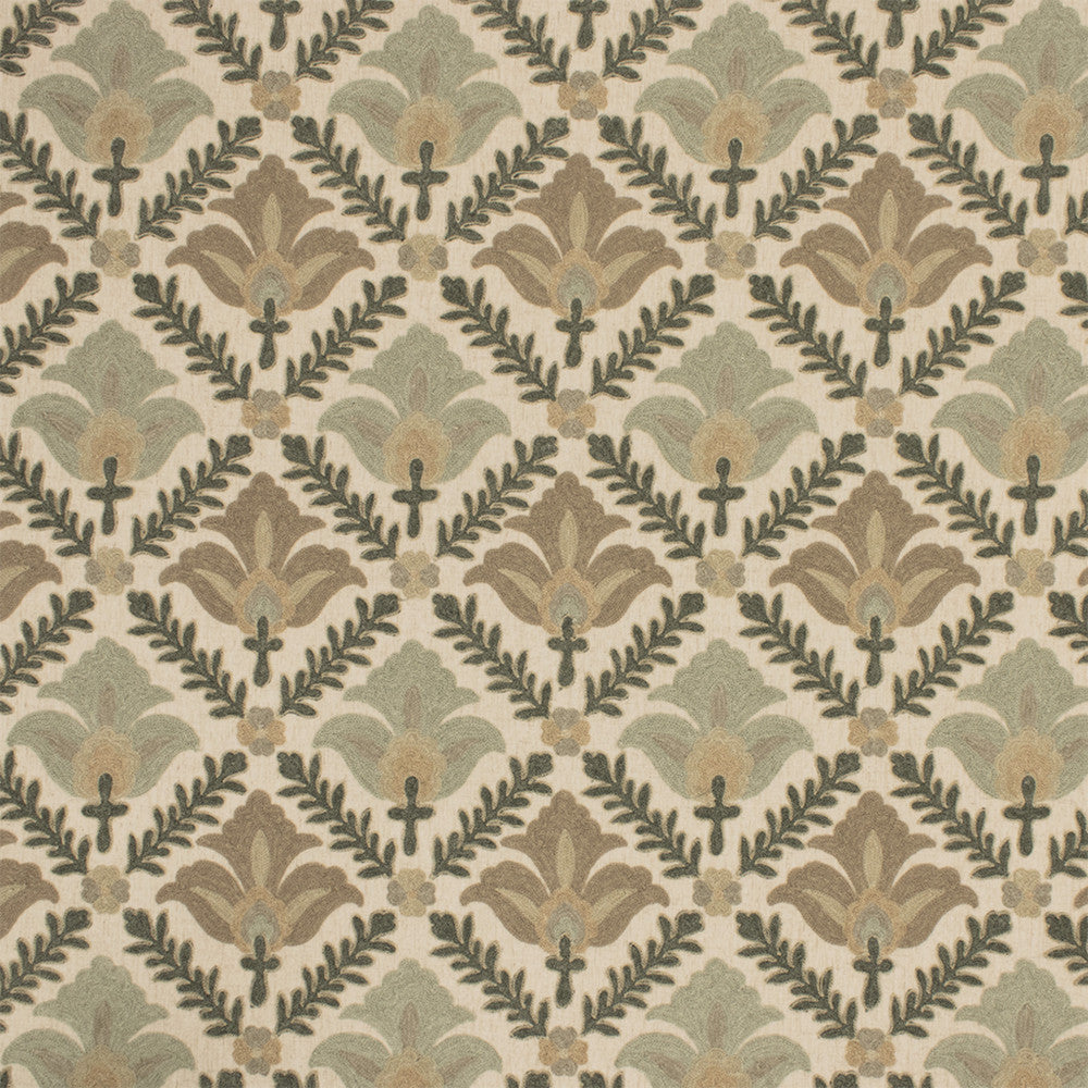 S7004 Celadon by Greenhouse Designer Fabric - 66% Polyester, 23% Linen, 11% Cotton (Embroidery: 60% Polyester, 25% Cotton, 15% Linen) India 9000 8.875" H, 9.5" V 54" - Swanky Fabrics -