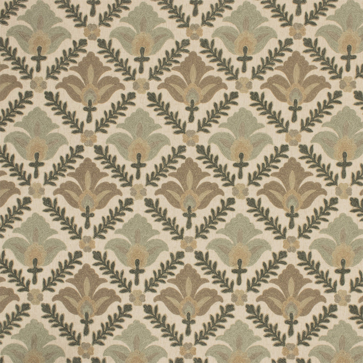 S7004 Celadon by Greenhouse Designer Fabric - 66% Polyester, 23% Linen, 11% Cotton (Embroidery: 60% Polyester, 25% Cotton, 15% Linen) India 9000 8.875" H, 9.5" V 54" - Swanky Fabrics -