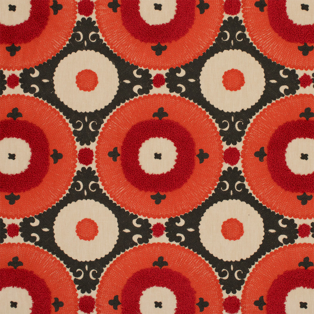 S7050 Chili by Greenhouse Designer Fabric - 52% Polyester, 48% Cotton (Embroidery: 100% Cotton) India 9000 9" H, 9.25" V 55" - Swanky Fabrics -