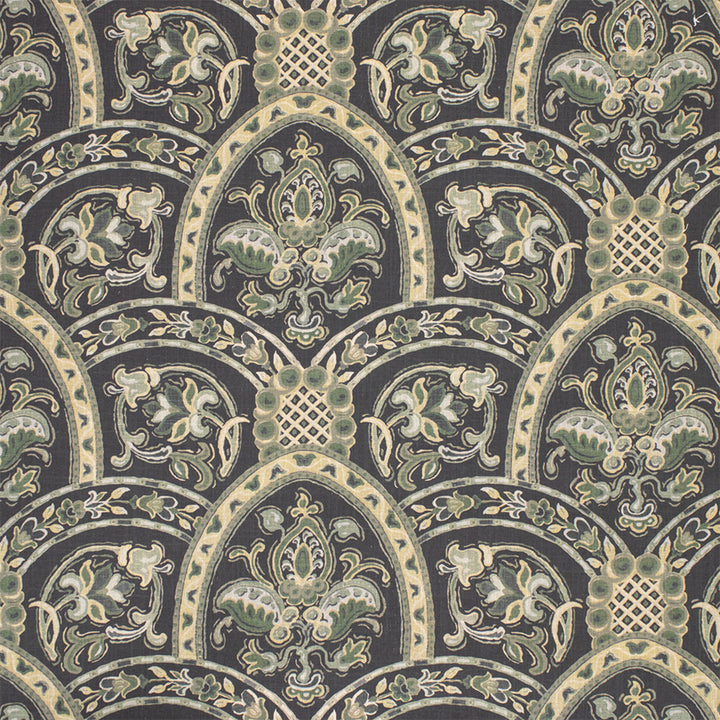 S7070 Bowery Blue by Greenhouse Designer Fabric - 55% Linen, 45% Cotton USA 20000 27" H, 14" V 56" - Swanky Fabrics -