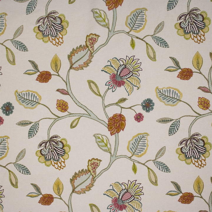 S7261 Ivory by Greenhouse Designer Fabric - 100% Cotton (Embroidery: 100% Rayon) India 9000 17.25"H, 15.5" V 54" - Swanky Fabrics -