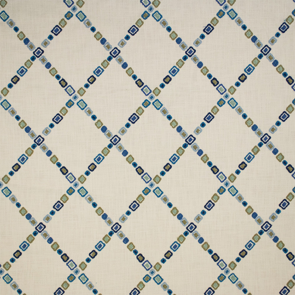 S7316 Aegean by Greenhouse Designer Fabric - 100% Cotton (Embroidery: 100% Polyester) India 9000 6.5" H, 7.5" V 52" - Swanky Fabrics -