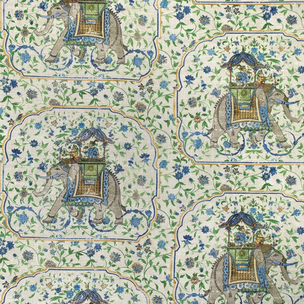 S7324 Porcelian by Greenhouse Designer Fabric - 55% Linen, 45% Rayon Pakistan 50000 13.5" H, 27" V 54" - Swanky Fabrics -