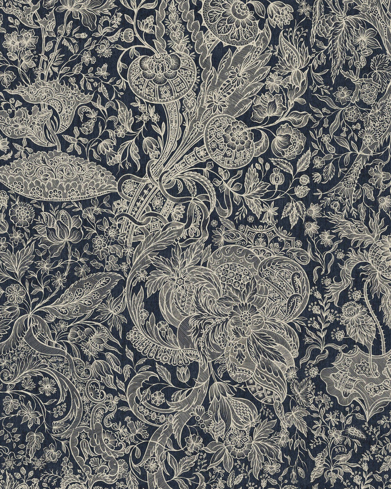 Mind The Gap Wallpaper SARKOZI EMBROIDERY Indigo Wallpaper (WP30027) | WP30027 | TRANSYLVANIAN ROOTS | 1 roll x 20.5 x 393.7 in | 0.52m / 20.5in | 10m / 393.7in | 5.20mp | 50cm / 19.6in | Indigo | Satin Matte | Paste the wall | 1-roll in a box | Fabric Carolina | https://www.fabriccarolina.com/