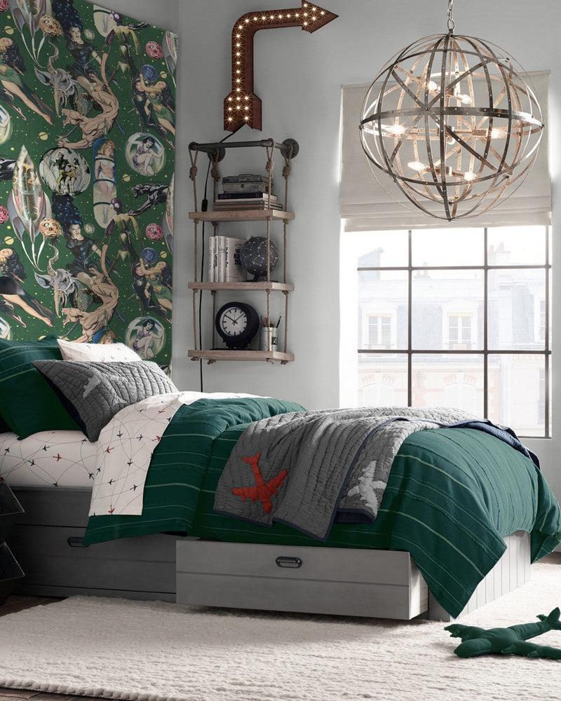 Mind The Gap Wallpaper SCI-FI COMICS Premium Wallpaper (WP20062) | WP20062 | WALLPAPER DESIGNER COLLECTION | 3 rolls x 20.5 x 118.1 in | 0.52m / 20.5in | 3m / 118in | 4.65mp | 70cm / 27.6in | Blue, Green | Non-woven | Paste the wall | 3-rolls in a box | Fabric Carolina | https://www.fabriccarolina.com/