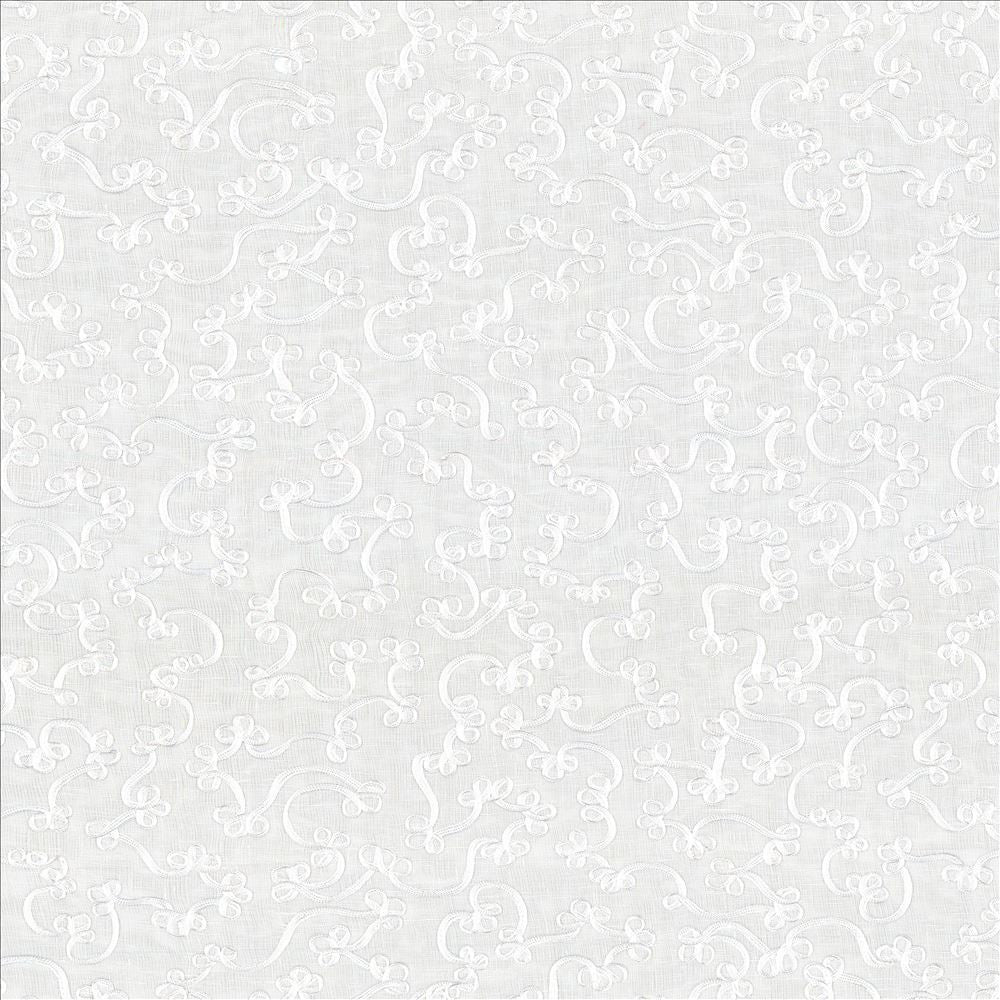 Scroll Down Snow by Kasmir Designer Fabric See sample 100% Linen
Embroidery
100% Nylon
 CHINA Not Tested </p><p>Repeat: Horizontal: 16 4/8 inches and Vertical: 12 inches 52 - Swanky Fabrics -