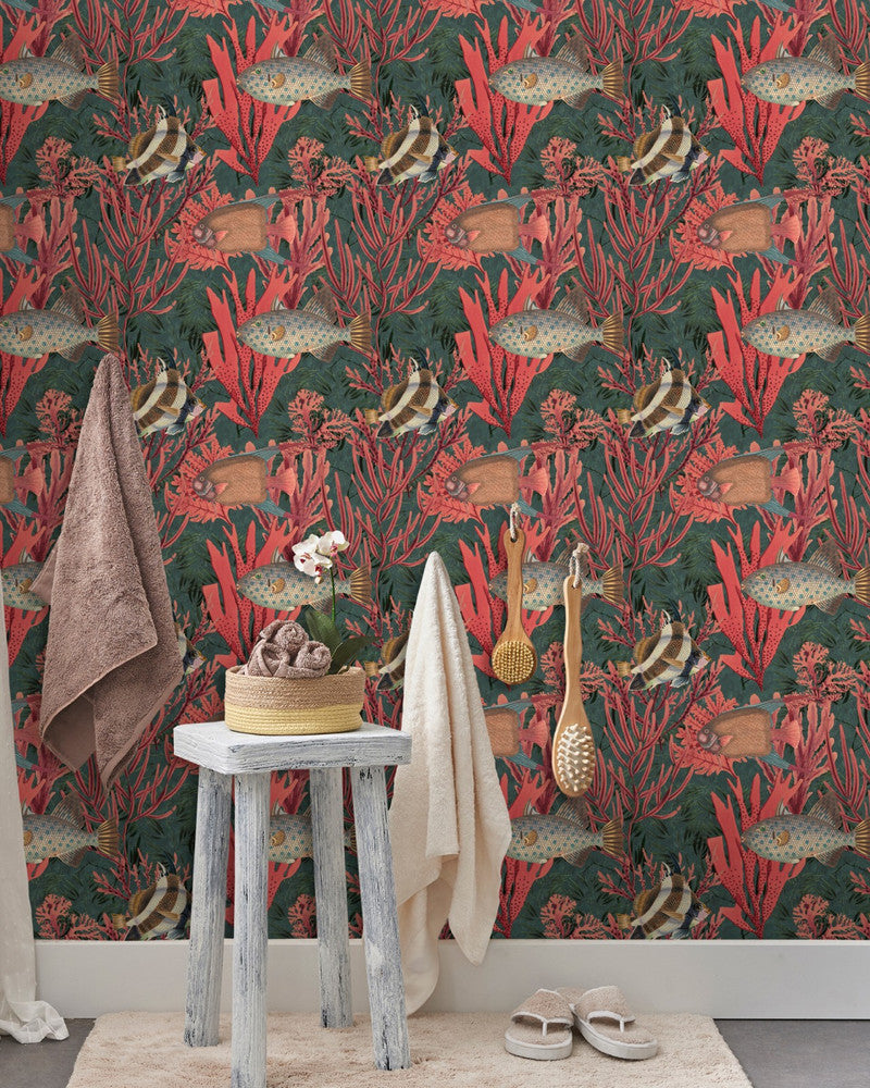 The Undersea Wallpaper by Mind the Gap Designer Wallpaper THE WALLPAPER COLLECTABLES Textured Matte Made in Europe Paste the wall 3 rolls x 20.5 x 3.25 yards - Swanky Fabrics -