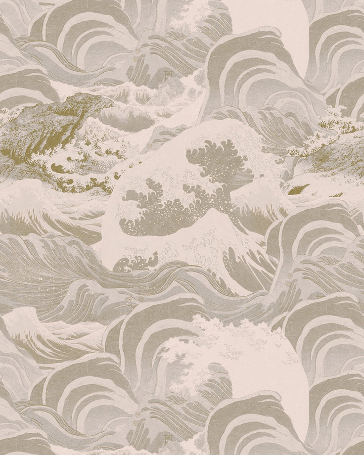 Mind The Gap Wallpaper SEA WAVES Neutral Wallpaper (WP30061) | WP30061 | SUNDANCE VILLA | 1 roll x 20.5 x 393.7 in | 0.52m / 20.5in | 10m / 393.7in | 5.20mp | 52cm / 20.5in | Grey, Taupe | Satin Matte | Paste the wall | 1-roll in a box | Fabric Carolina | https://www.fabriccarolina.com/