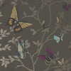 HARVARD DAMASK Metallic on Brown T6026 by Thibaut Designer Wallpaper