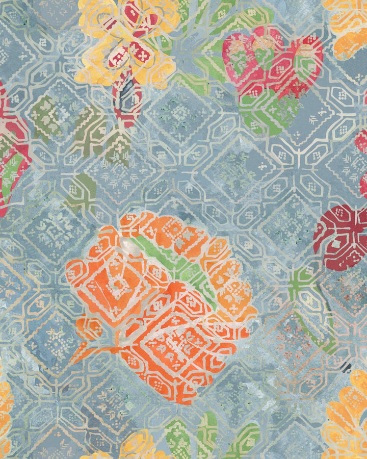 Mind The Gap Wallpaper SHEPHERD'S DELIGHT Mural Wallpaper (WP20811) | WP20811 | MINNIE KEMP X MINDTHEGAP | 3 rolls x 20.5 x 118.1 in | 0.52m / 20.5in | 3m / 118in | 4.68mp | 150cm / 59in | Blue, Green, Orange, Yellow | Non-woven | Paste the wall | 3-rolls in a box | Fabric Carolina | https://www.fabriccarolina.com/