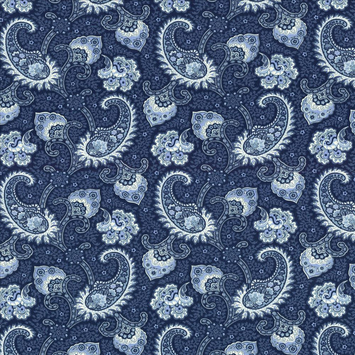 Sigourney Indigo by Kasmir Designer Fabric 5081 100% Cotton USA 15,000 Wyzenbeek Double Rubs Horizontal: 9 inches and Vertical: 9 inches 54 - Swanky Fabrics -