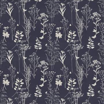 Silhouette Navy by Kasmir Designer Fabric 5081 100% Cotton UNITED KINGDOM 16,000 Martindale Cycles H: 27 inches, V: 25 2/8 inches 54 - 56 - Swanky Fabrics - Kasmir