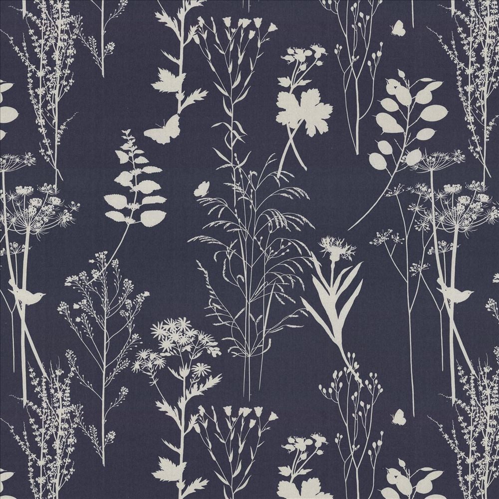 Silhouette Navy  by Kasmir Designer Fabric 5081 100% Cotton
 UNITED KINGDOM 16,000 Martindale Cycles Horizontal: 27 inches and Vertical: 25 2/8 inches 54  - Swanky Fabrics -