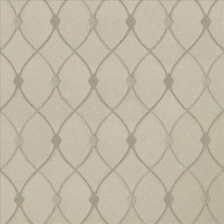 Slipper Trellis Platinum by Kasmir Designer Fabric 5119 100% Polyester INDIA 30,000 Wyzenbeek Double Rubs Horizontal: 3 1/8 inches and Vertical: 5 1/8 inches 56 - 57 - Swanky Fabrics -