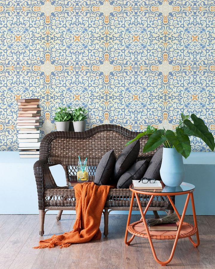 Spanish Tile Premium Wallpaper by Mind the Gap Designer Wallpaper WALLPAPER DESIGNER COLLECTION Non-woven Made in Europe Paste the wall 3 rolls x 20.5 x 3.25 yards - Swanky Fabrics -