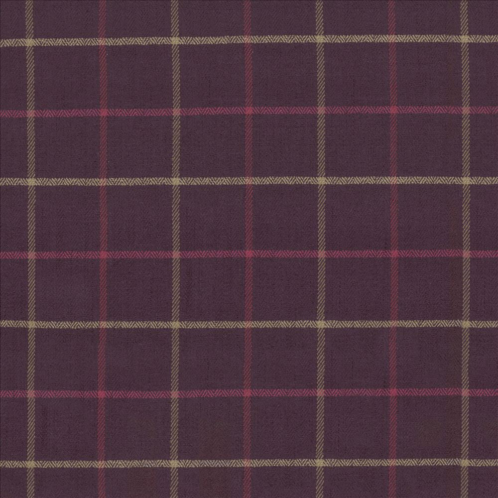 Steinbeck Check Berry by Kasmir Designer Fabric See sample 50% Polyester
50% Viscose
 CHINA 68,000 Martindale Cycles </p><p>Repeat: Horizontal: 5 inches and Vertical: 5 inches 57 - Swanky Fabrics -