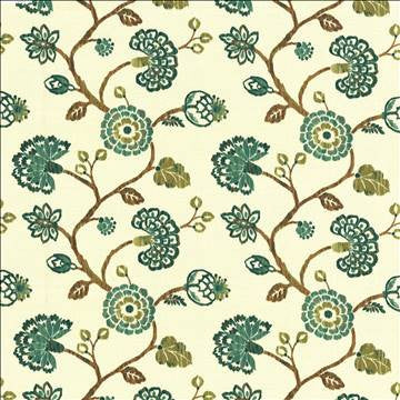 Stoneleigh Peacock by Kasmir Designer Fabric 1436 100% Cotton USA 12,000 Wyzenbeek Double Rubs H: 27 inches, V: 25 2/8 inches 54 - Swanky Fabrics - Kasmir