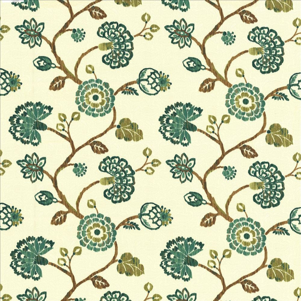 Stoneleigh Peacock by Kasmir Designer Fabric 1436 100% Cotton USA 12,000 Wyzenbeek Double Rubs Horizontal: 27 inches and Vertical: 25 2/8 inches 54 - Swanky Fabrics -