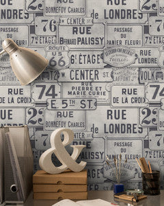 Mind The Gap Wallpaper STREET SIGNS Neutral Premium Wallpaper (WP20035)
