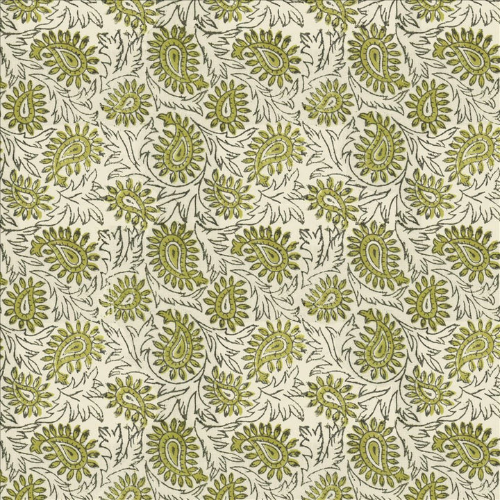 Swansea Leaf Olive by Kasmir Designer Fabric 5124 52% Linen 48% Cotton INDIA Not Tested Horizontal: 6 4/8 inches and Vertical: 6 4/8 inches 53 - Swanky Fabrics -