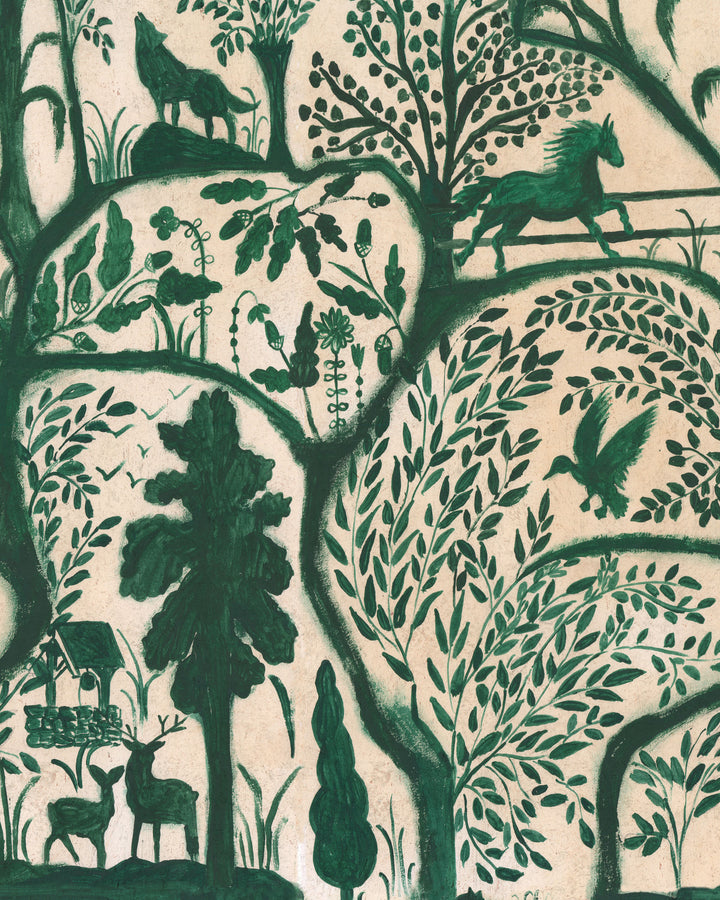 The Enchanted Woodland Green wallpaper by Mind the Gap (WP20549), swatch