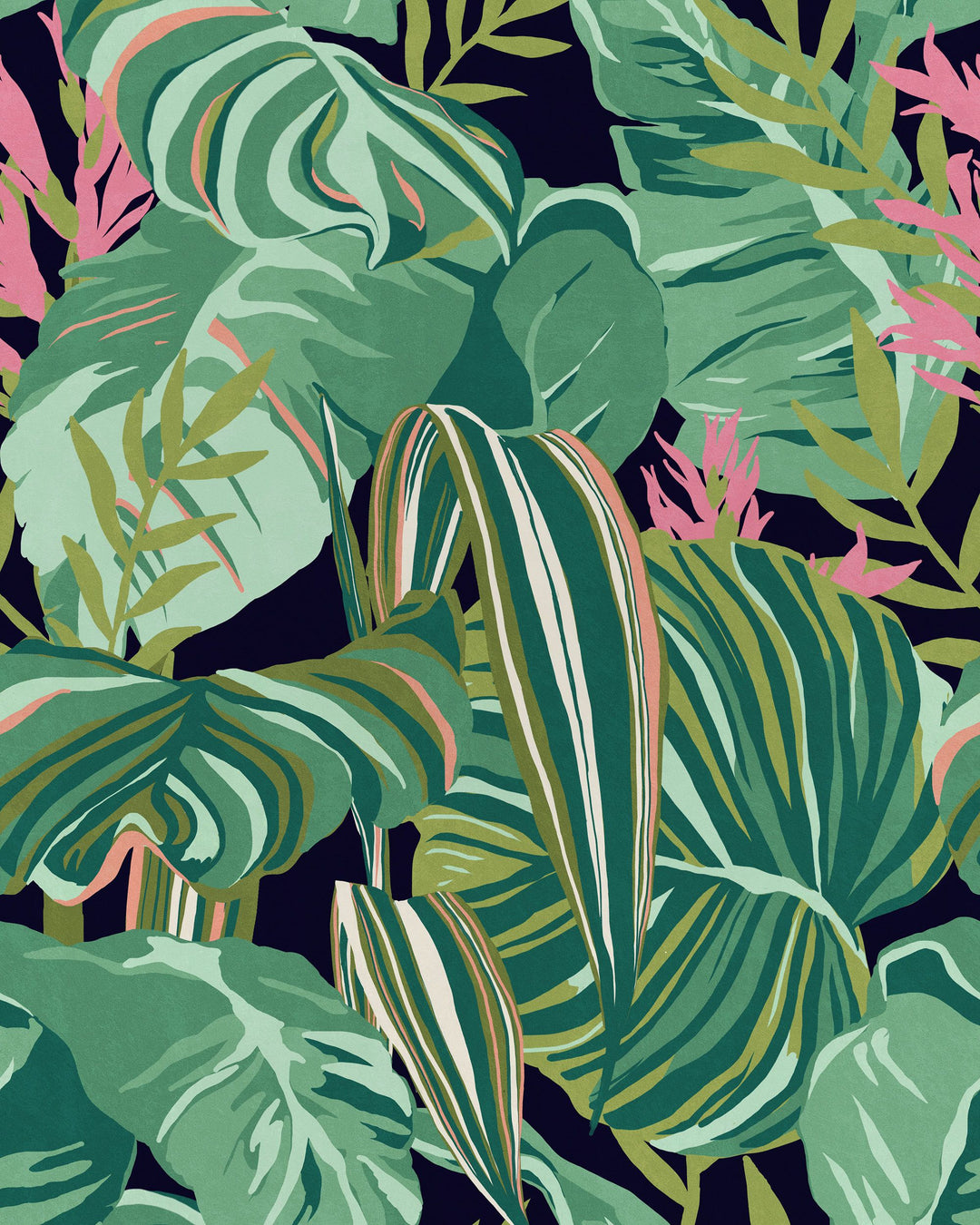Tropical Foliage Anthracite wallpaper by Mind the Gap (WP20366), swatch