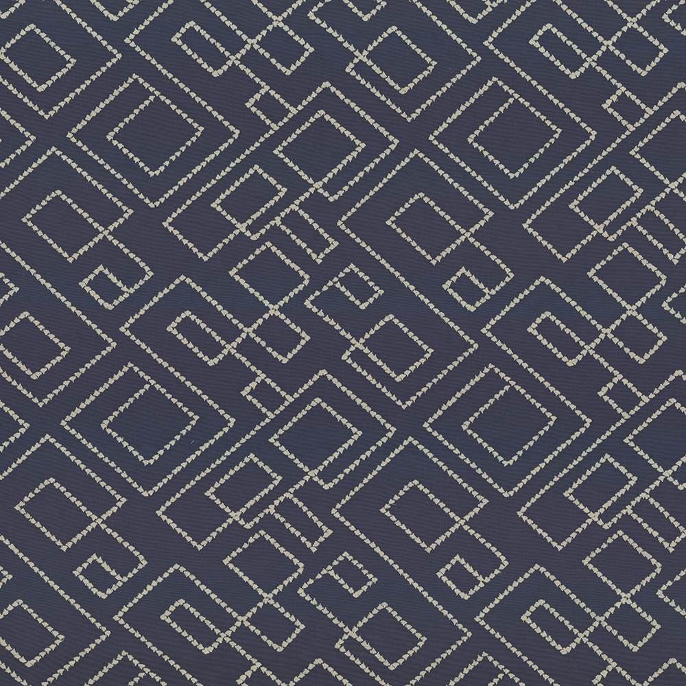 Tallmadge Fret Indigo by Kasmir Designer Fabric 1441 100% Cotton Embroidery 100% Cotton INDIA Not Tested Horizontal: 17 inches and Vertical: 15 6/8 inches 52 - Swanky Fabrics -