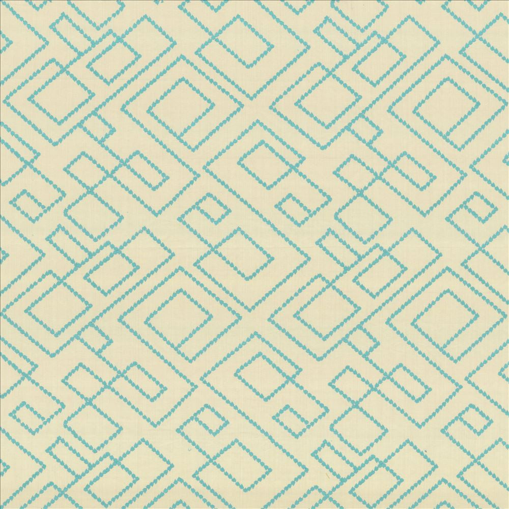 Tallmadge Fret Turquoise by Kasmir Designer Fabric 1442 100% Cotton
Embroidery
100% Cotton
 INDIA </p><p>Repeat: Horizontal: 17 inches and Vertical: 15 6/8 inches 52 - Swanky Fabrics -