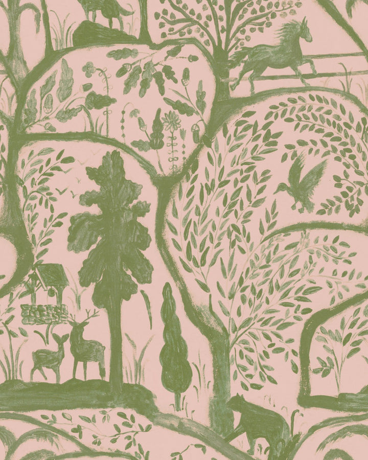 The Enchanted Woodland Dawn Wallpaper by Mind the Gap Designer Wallpaper MINNIE KEMP X MINDTHEGAP Non-woven Made in Europe Paste the wall 1 roll x 20.47 x 9.8 yards - Swanky Fabrics -