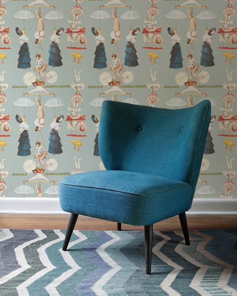 The Great Show Blue Premium Wallpaper by Mind the Gap Designer Wallpaper WALLPAPER DESIGNER COLLECTION Non-woven Made in Europe Paste the wall 3 rolls x 20.5 x 3.25 yards - Swanky Fabrics -