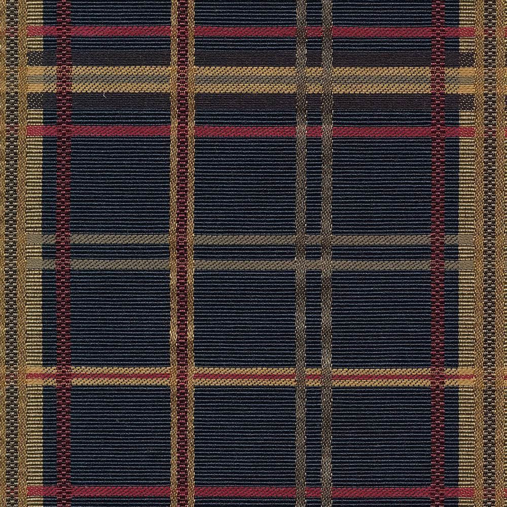 Tobago Plaid Heraldic by Kasmir Designer Fabric 1421 53% Cotton 47% Polyester TAIWAN 30,000 Wyzenbeek Double Rubs Horizontal: 4 4/8 inches and Vertical: 4 4/8 inches 54 - 55 - Swanky Fabrics -