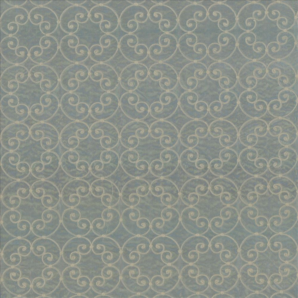 Tracery Steel Blue by Kasmir Designer Fabric 5073 100% Polyester Embroidery 100% Polyester CHINA Not Tested Horizontal: 5 6/8 inches and Vertical: 5 6/8 inches 56 - 58 - Swanky Fabrics -