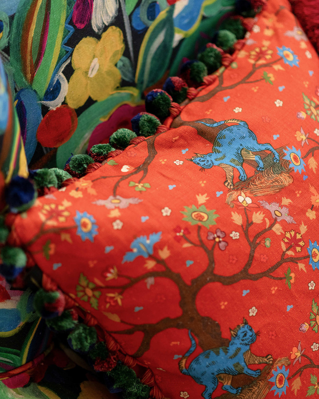 Tree Of Life Coral linen fabric by Mind the Gap (FB00180), view 2