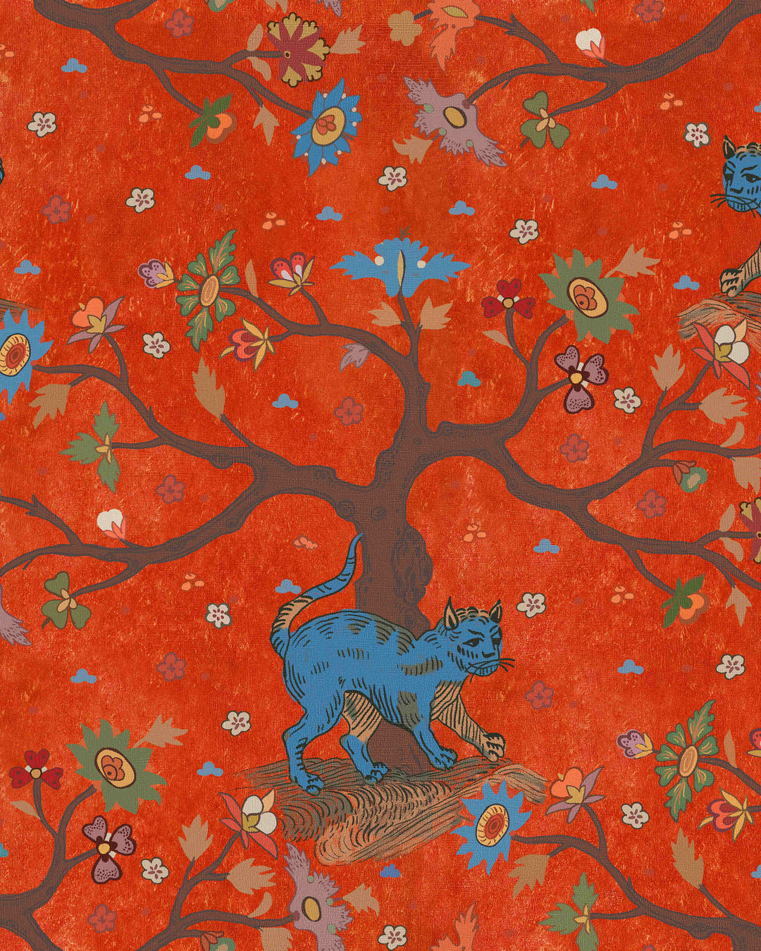 TREE OF LIFE Coral Wallpaper (WP20937) by Mind The Gap | WP20937 | TRANSYLVANIAN RHAPSODY | 1 roll x 52 x 900 cm / 20.47 x 354.33 in | 0.52m / 20.5in | 9m / 354in | 4.68sqm / 50sq ft | L52cm / L20.5in | Blue, Red, Brown | Non-woven Textured | Paste the wall | 1 roll in a box | Fabric Carolina | https://www.fabriccarolina.com/