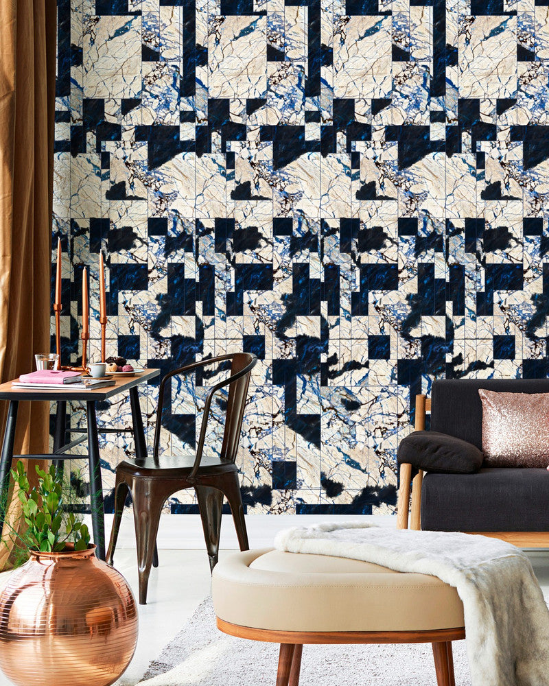 Tribeca Inverted Wallpaper by Mind the Gap Designer Wallpaper THE WALLPAPER COLLECTABLES Satin Matte Made in Europe Paste the wall 3 rolls x 20.5 x 3.25 yards - Swanky Fabrics -