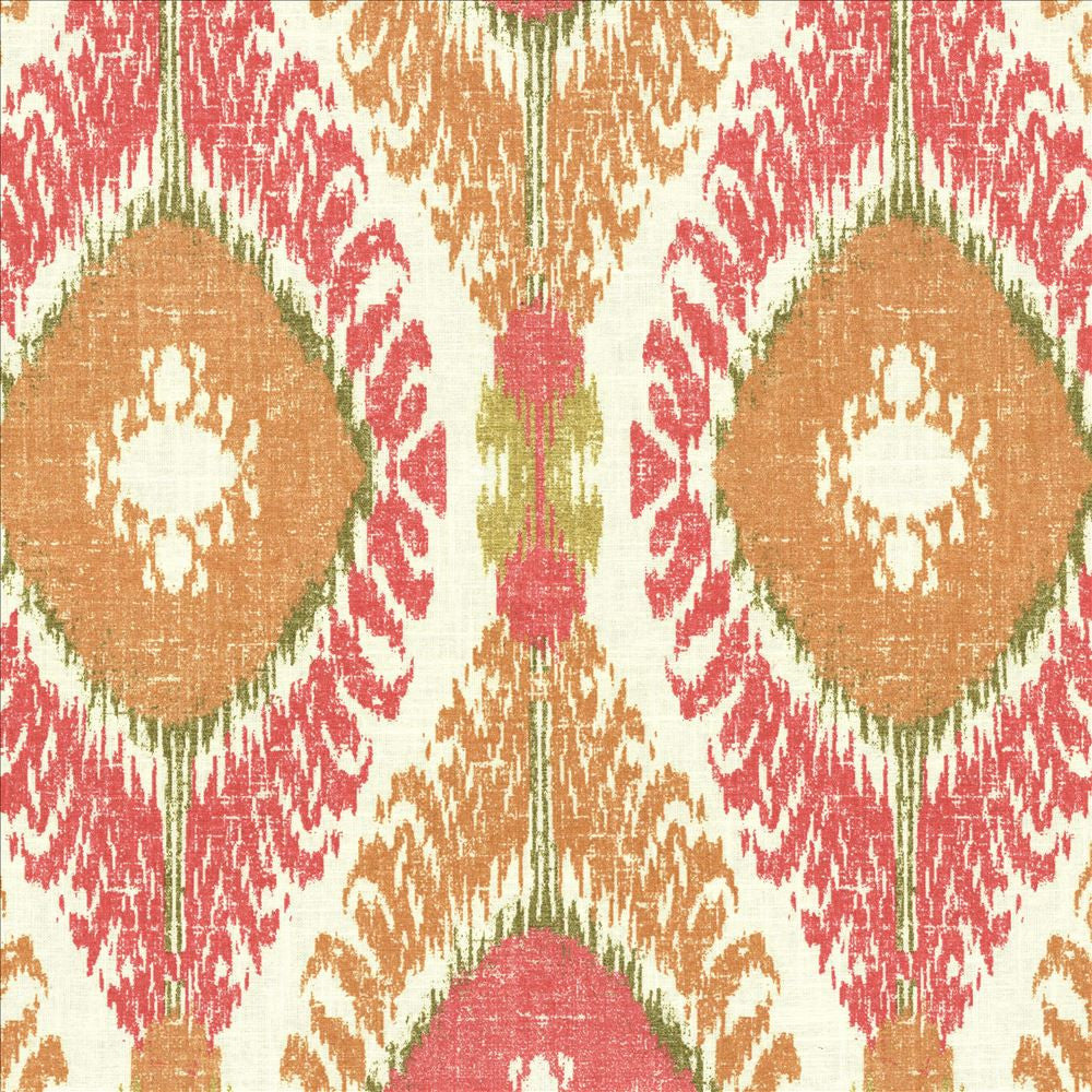 Tucumcari Coral Reef by Kasmir Designer Fabric 5079 55% Linen 45% Rayon USA 9,000 Wyzenbeek Double Rubs Horizontal: 13 6/8 inches and Vertical: 27 inches 54 - Swanky Fabrics -