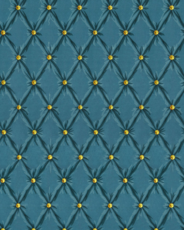 Tufted Panel Blue Moon Wallpaper by Mind the Gap Designer Wallpaper ORIENT EXPRESS Non-woven Made in Europe Paste the wall 1 roll x 20.5 x 10.9 yards - Swanky Fabrics -