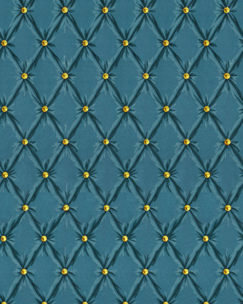 Mind The Gap Wallpaper TUFTED PANEL Blue Moon Wallpaper (WP30170) | WP30170 | ORIENT EXPRESS | 1 roll x 20.5 x 393.7 in | 0.52m / 20.5in | 10m / 393.7in | 5.20mp | 70cm / 27.5in | Blue, Gold | Non-woven | Paste the wall | 1-roll in a box | Fabric Carolina | https://www.fabriccarolina.com/