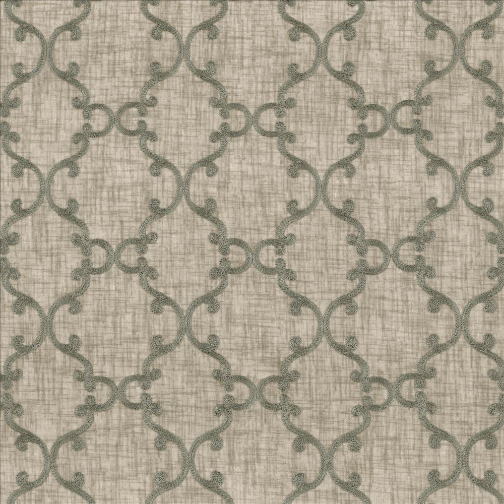 Twirl Silver by Kasmir Designer Fabric 5108 100% Polyester
 CHINA </p><p>Repeat: Horizontal: 6 inches and Vertical: 6 inches 56 - 60 - Swanky Fabrics -