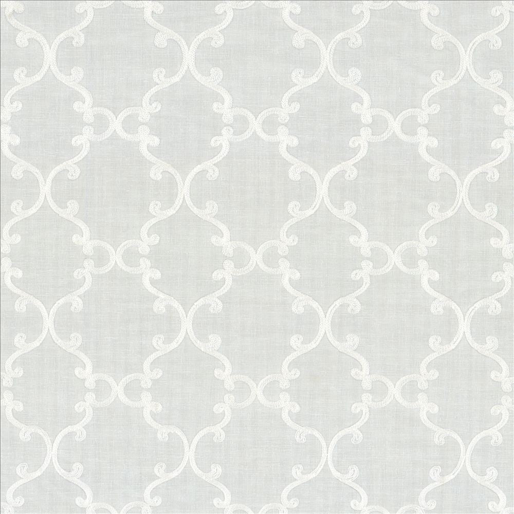 Twirl White by Kasmir Designer Fabric 5108 100% Polyester
 CHINA </p><p>Repeat: Horizontal: 6 inches and Vertical: 6 inches 56 - 60 - Swanky Fabrics -