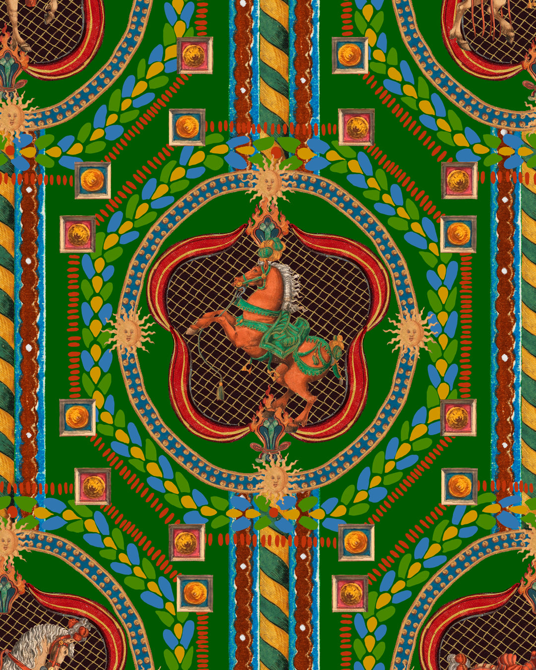 Venetian Ornament Green wallpaper by Mind the Gap (WP20768), swatch