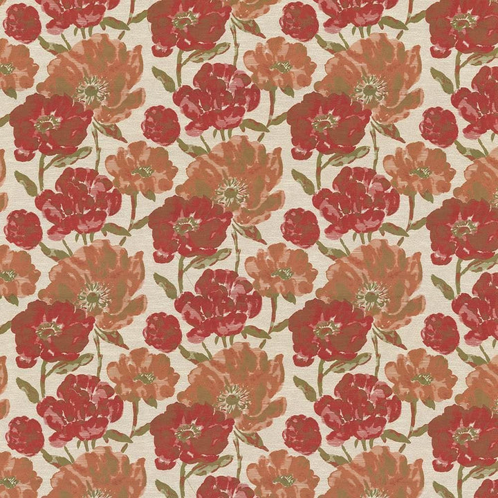 Verdier Poppy by Kasmir Designer Fabric 1434 87% Polyester
13% Rayon
 CHINA 60,000 Wyzenbeek Double Rubs </p><p>Repeat: Horizontal: 30 inches and Vertical: 23 inches 60 - Swanky Fabrics -