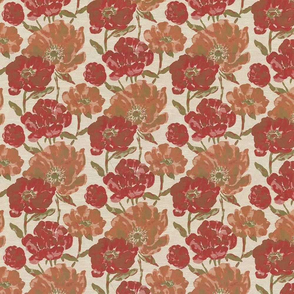 Verdier Poppy by Kasmir Designer Fabric 1434 87% Polyester
13% Rayon
 CHINA </p><p>Repeat: Horizontal: 30 inches and Vertical: 23 inches 60 - Swanky Fabrics -