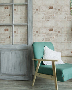 Mind The Gap Wallpaper VINTAGE LETTERS Neutral Premium Wallpaper (WP20018)