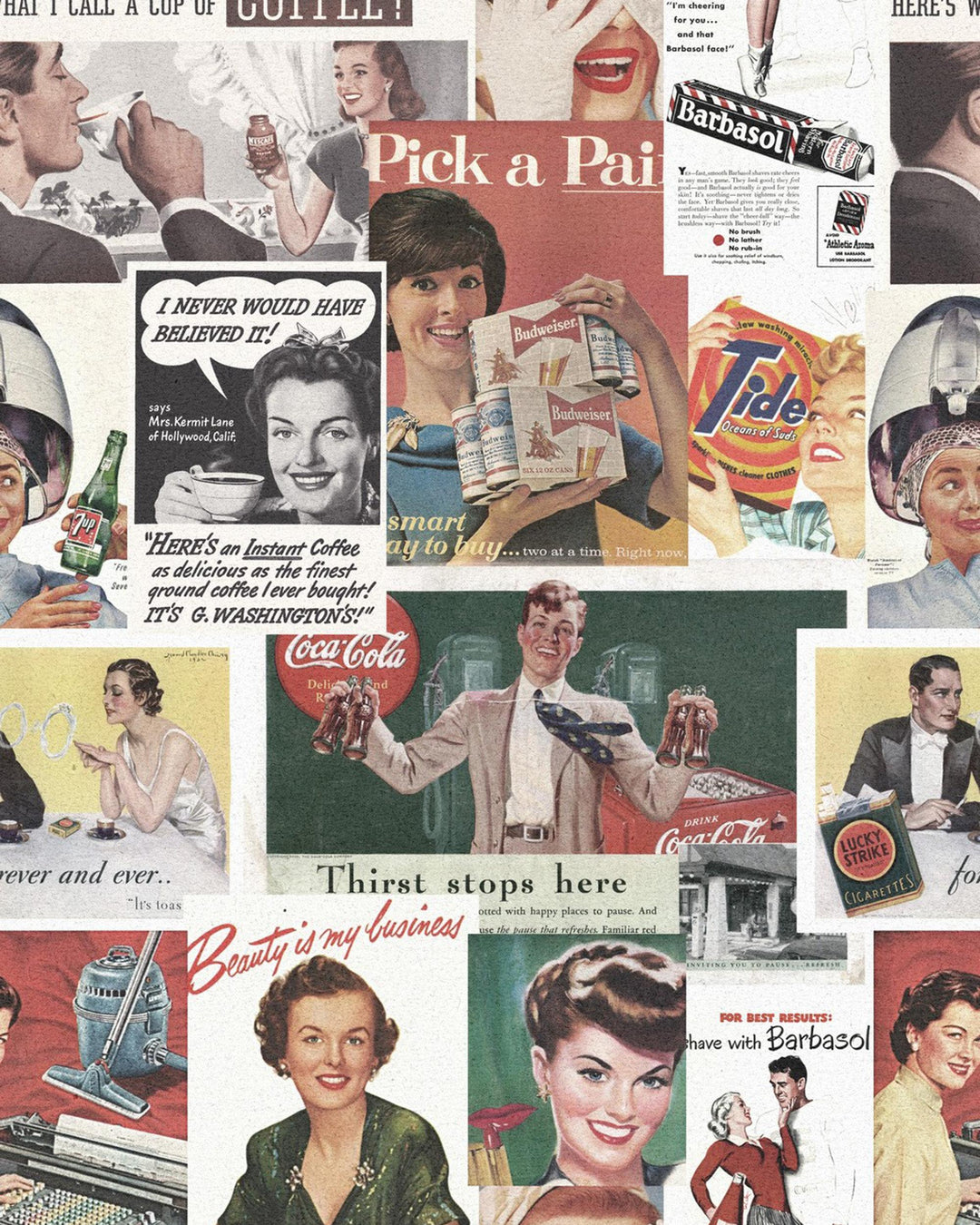 Retro Ads Premium wallpaper by Mind the Gap (WP20069), swatch