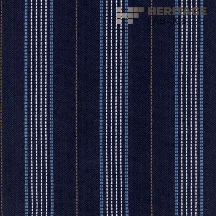 Warren Cobalt by Heritage Designer Fabric - 100% Cotton India 9,000 Horizontal: 3" and Vertical: N/A 54" - Swanky Fabrics -