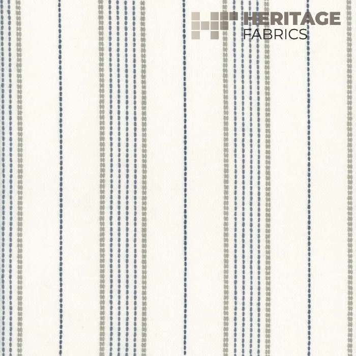 Warren White Navy by Heritage Designer Fabric - 100% Cotton India 9,000 Horizontal: 3" and Vertical: N/A 54" - Swanky Fabrics -