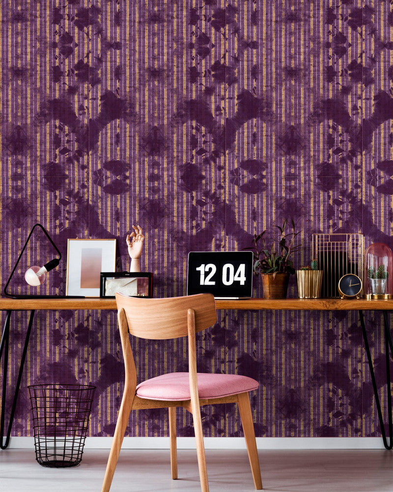 Washed Shibori Burgund Wallpaper by Mind the Gap Designer Wallpaper THE WALLPAPER COLLECTABLES Textured Matte Made in Europe Paste the wall 3 rolls x 20.5 x 3.25 yards - Swanky Fabrics -