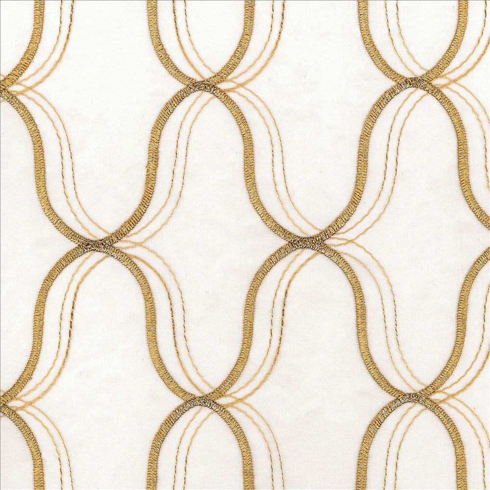 Wavefront Gold by Kasmir Designer Fabric 5077 100% Polyester
Embroidery
100% Polyester
 TURKEY Not Tested </p><p>Repeat: Horizontal: 4 3/8 inches and Vertical: 6 3/8 inches 58 - Swanky Fabrics -