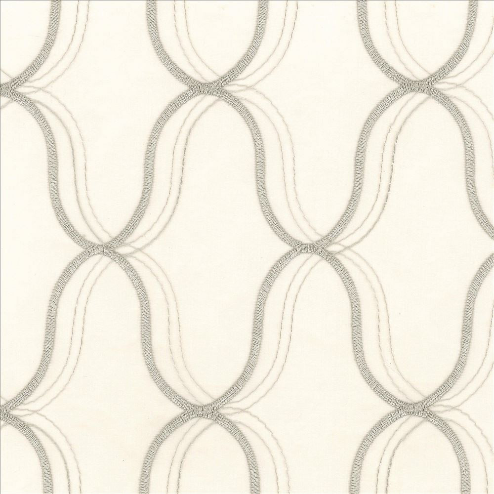 Wavefront Platinum by Kasmir Designer Fabric 5077 100% Polyester Embroidery 100% Polyester TURKEY Not Tested Horizontal: 4 3/8 inches and Vertical: 6 3/8 inches 58 - 59 - Swanky Fabrics -